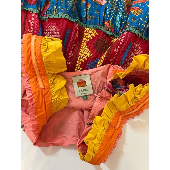 FARM RIO Cross-Stitch Embroidered Tiered Cotton Minidress - Picture 3 of 10